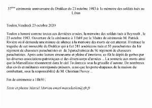 2020 10 23 TOULON CEREMONIE DU 37 EME ANNIVERSAIRE DE L ATTENTAT DU DRAKKAR A BEYROUTH (0)